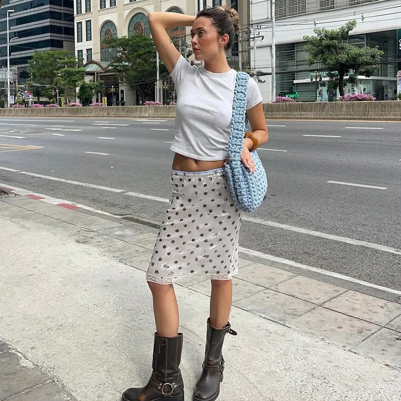 Women's Fashion Retro Dots Printed Low Waist Slim Slimming All-match Tutu