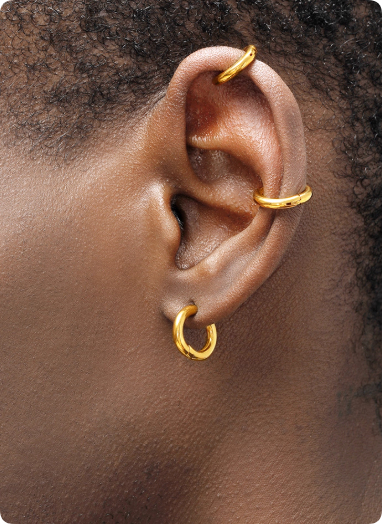 18K Gold Non-pierced Ear Clips For Men Hip-hop