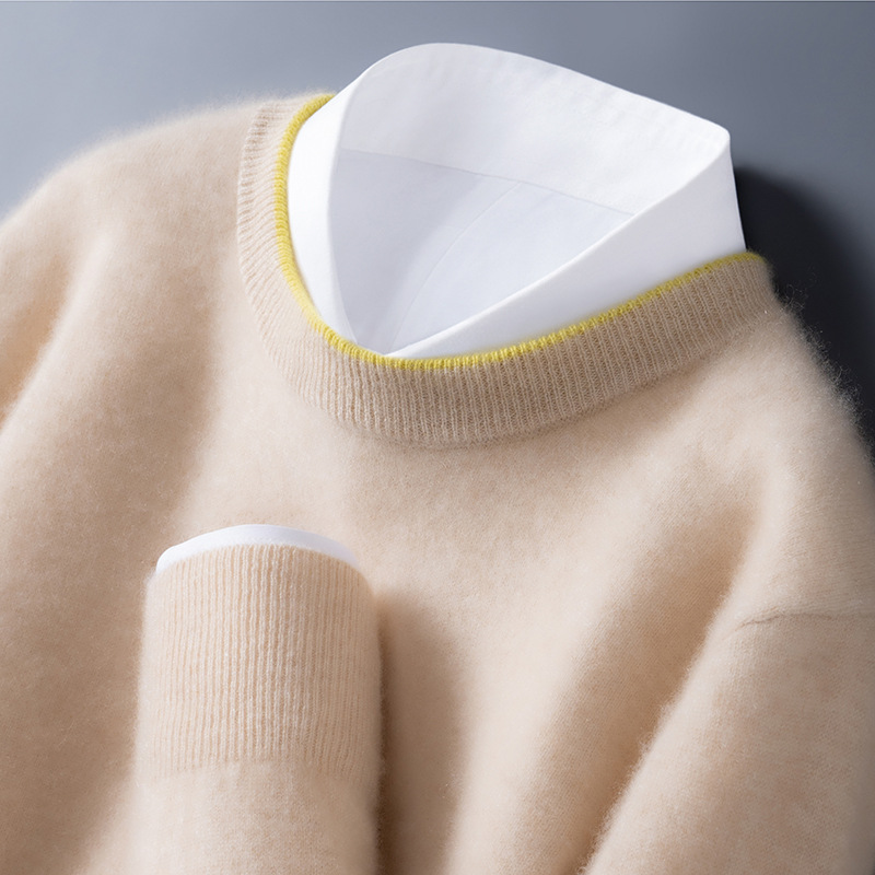 Autumn And Winter Men's Round Neck Multicolor Bottoming Sweater