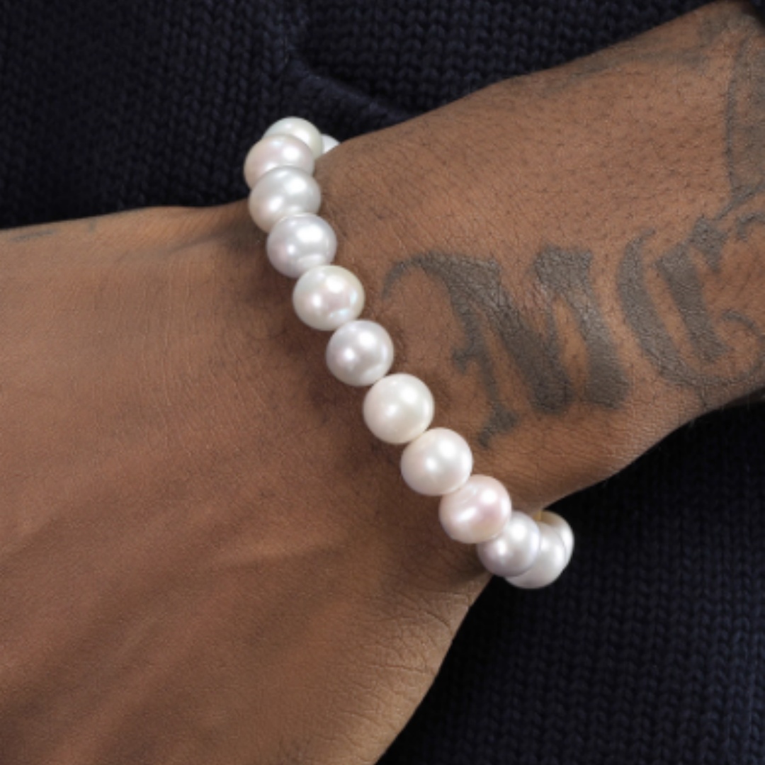 Men's Natural Pearl Bracelet Hip Hop European And American