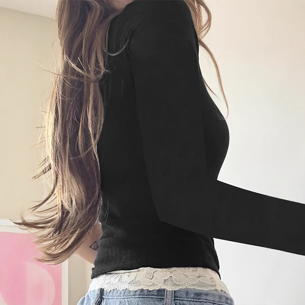 Fake Two-piece Lace Stitching Long-sleeved Women's Clothing