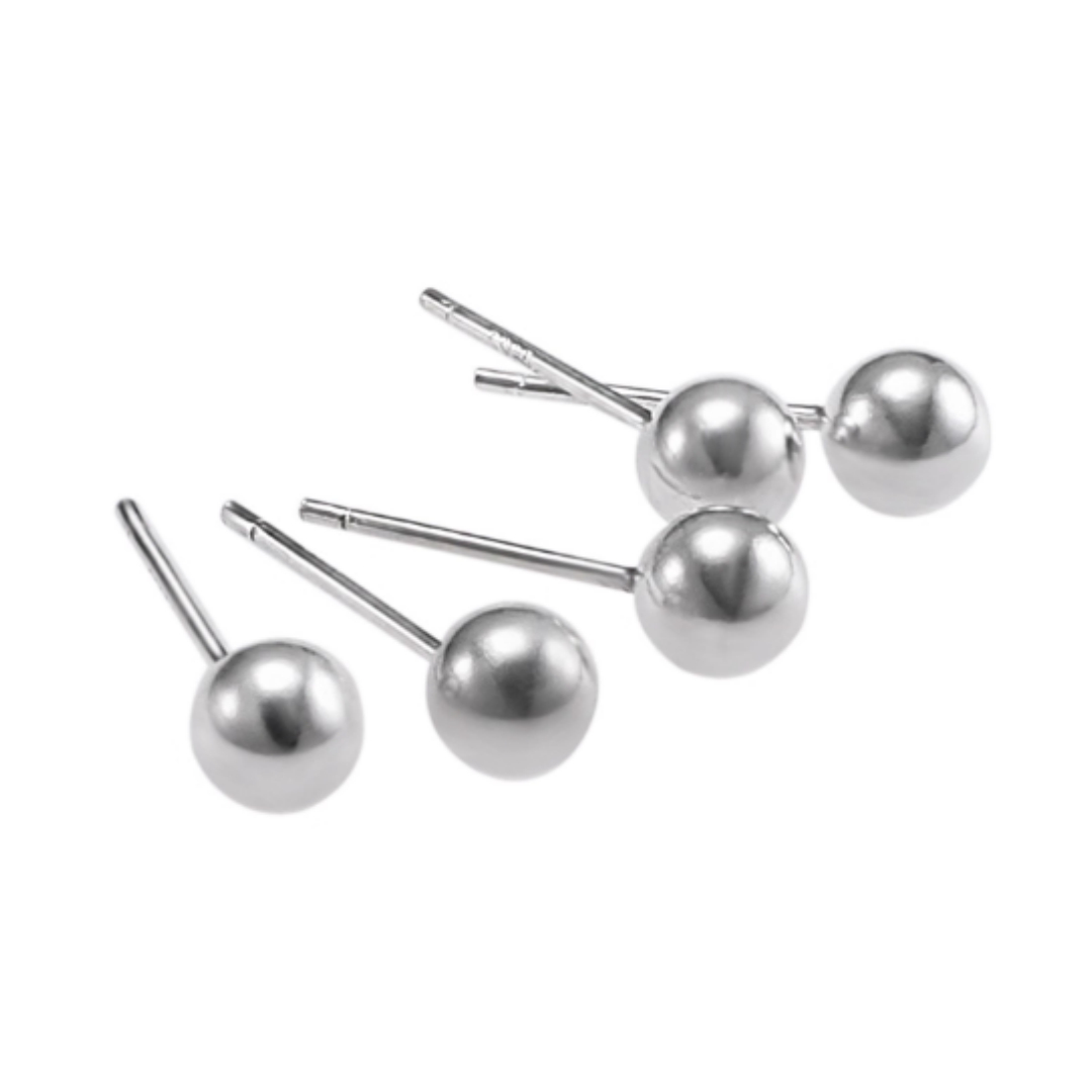 S925 Sterling Silver Bean Ball Simple Earrings