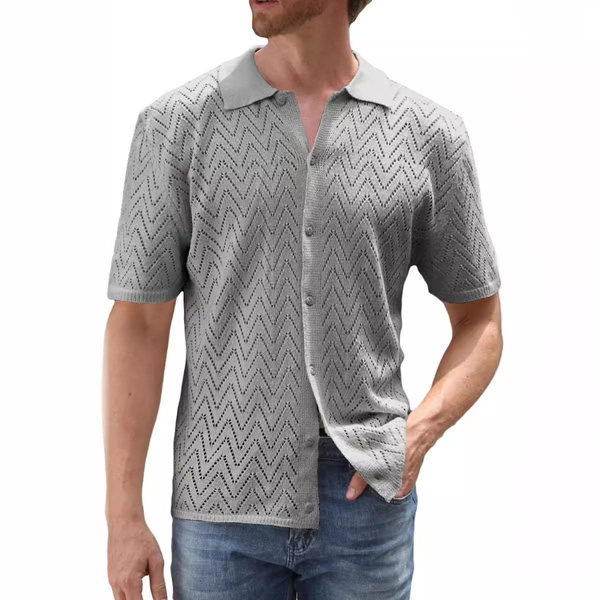 Summer New Men's Hollowed Leisure Shirt