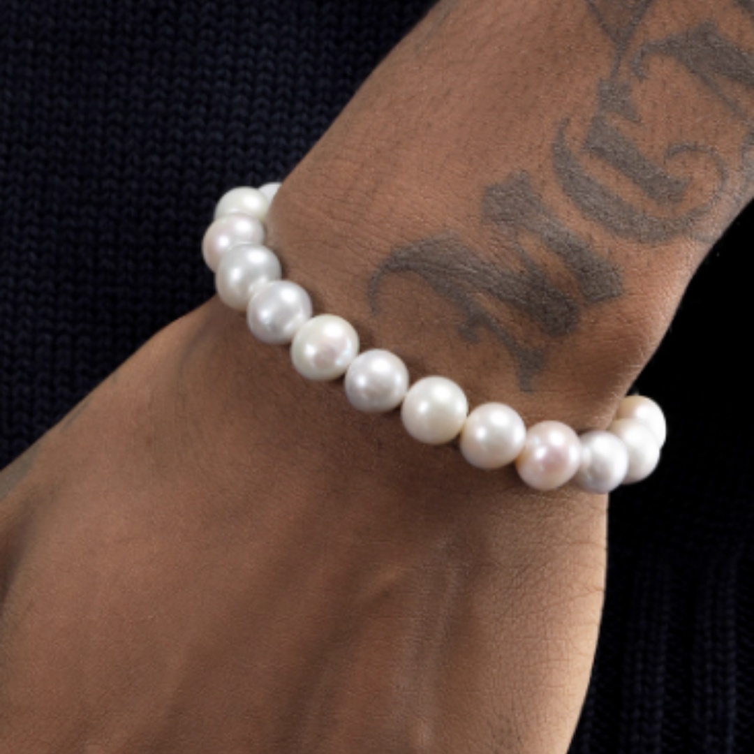 Men's Natural Pearl Bracelet Hip Hop European And American