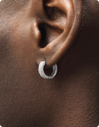 Men's Full Diamond Earrings European And American Style All-match S925 Sterling Silver