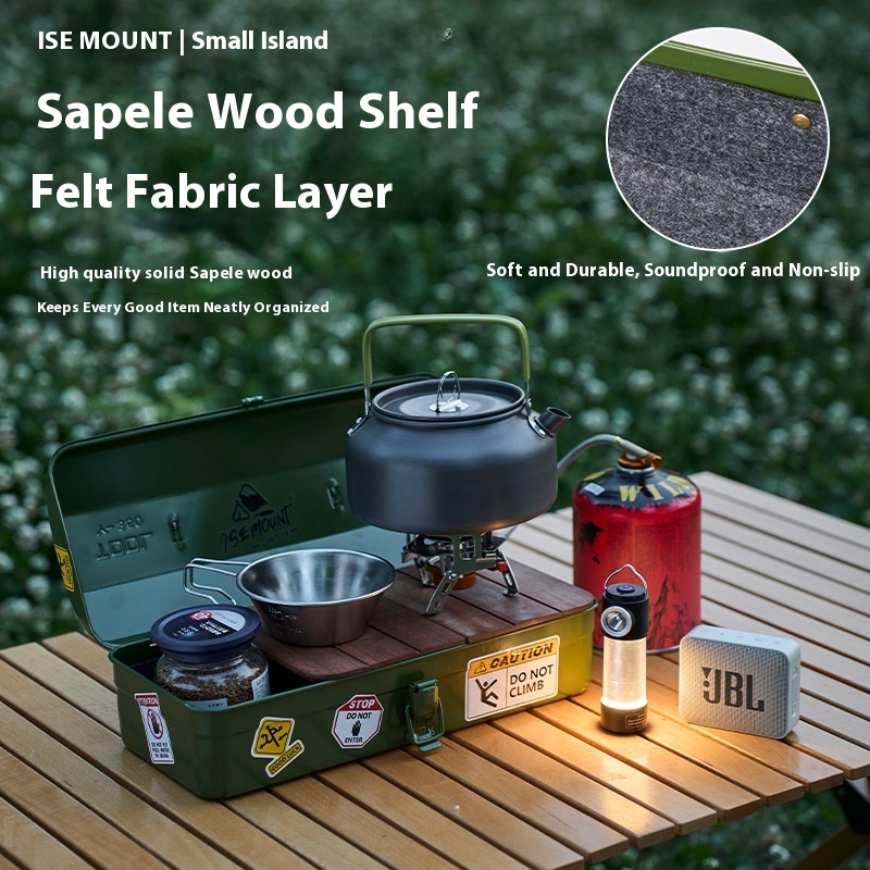 Outdoor Camping Toolbox With Stickers Sundries Storage Box