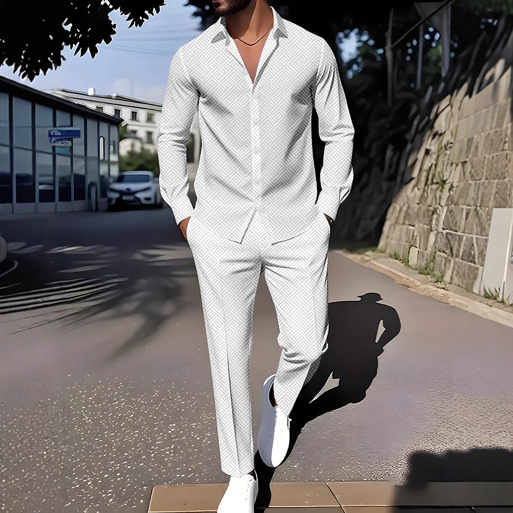 Spring And Autumn Plaid Square Grain Printing Comfortable Basic Commuting Men's Suit