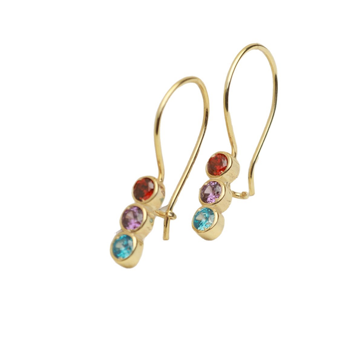 Sterling Silver Colorful Crystals Women's Exquisite Versatile Elegant Earrings