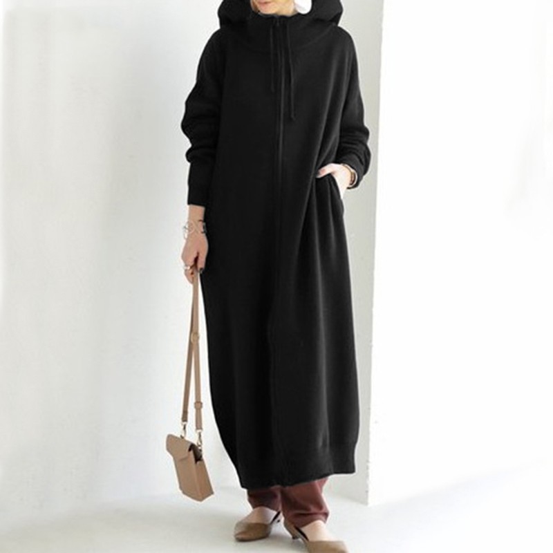 Brushed Hoody Casual Long Sleeve Coat Women