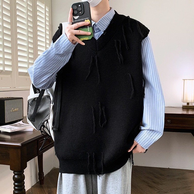 New Casual Sweater Men Sleeveless Knitwear Men