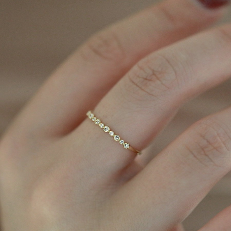 Women's Simple And Versatile Zircon Ring Exquisite Twin Elegant