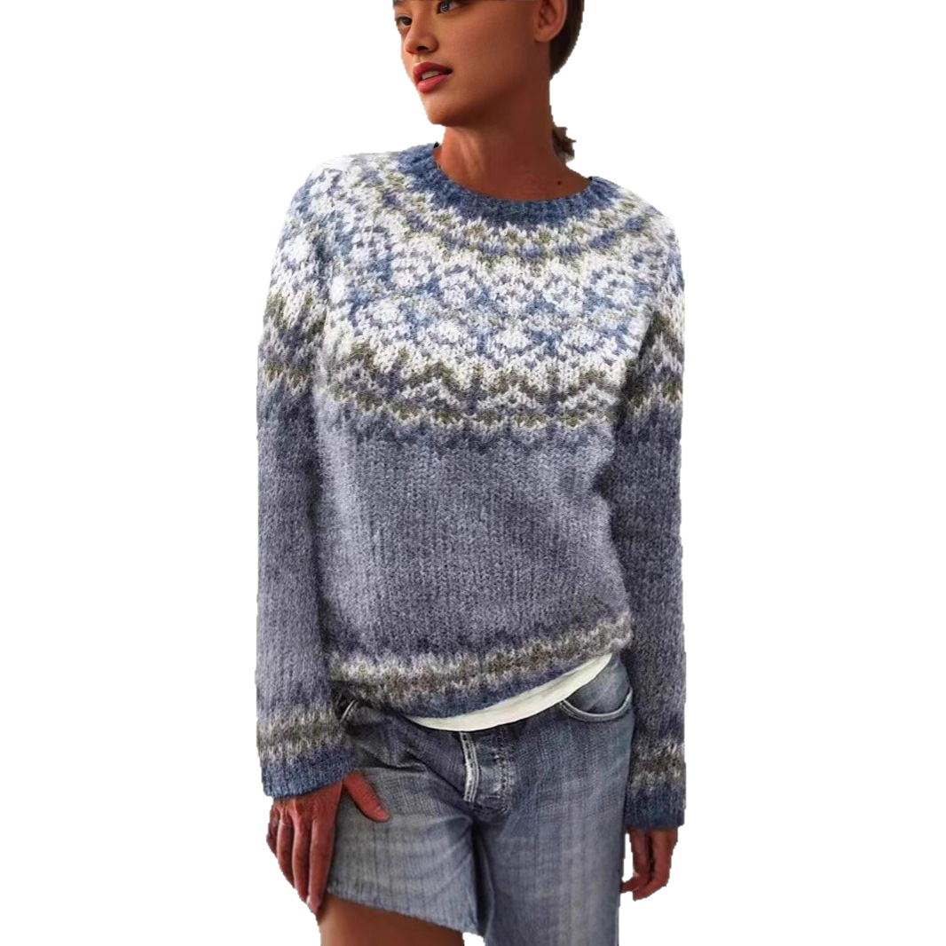 New Sweater Women's Round Neck Multicolor Loose Fashion Pullover