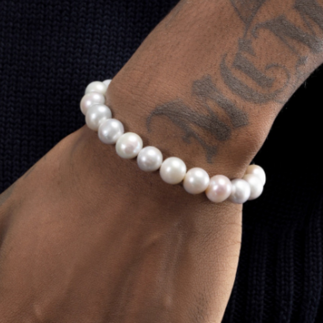 Men's Natural Pearl Bracelet Hip Hop European And American