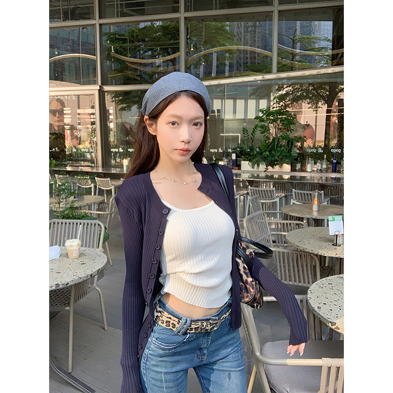 Casual Women's Single-breasted Knitted Cardigan Jacket Inner Vest